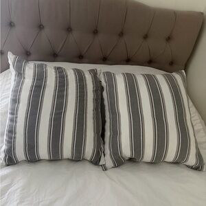 Striped Gray and White Pillow Set